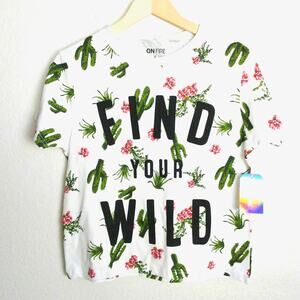 Find Your Wild Cactus Flower Graphic Tee Shirt Size Juniors Large